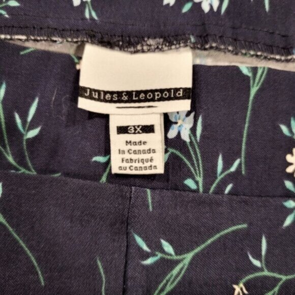 Blue Floral Cropped Capri Pants Size 3X Jules & Leopold - Picture 7 of 8